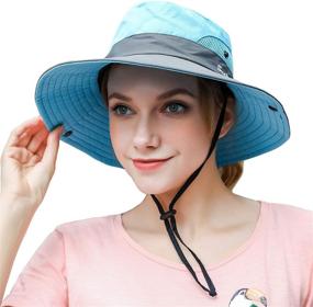 img 3 attached to 👒 Stay Stylish & Protected: Muryobao 2 Pack Women's Ponytail Summer Sun Hat - UV Protection, Wide Brim, Foldable Safari Fishing Cap