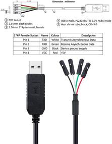 img 2 attached to DTECH USB to TTL Serial Adapter Cable 4 Pin 0.1 inch TX RX Signal with PL2303 Prolific Chip (6ft, Black): Windows 10 8 7 XP Vista Compatible