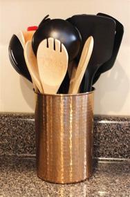 img 1 attached to 🔧 Copper Coated Kitchen Utensil Holder: 7-Inch Tool Caddy for All Your Wooden Spoons, Spatulas, & More!