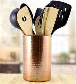 img 3 attached to 🔧 Copper Coated Kitchen Utensil Holder: 7-Inch Tool Caddy for All Your Wooden Spoons, Spatulas, & More!