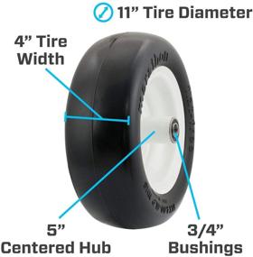 img 2 attached to 🏃 Marathon Flat Free Lawnmower Tire 11x4.00-5" with 5" Centered Hub and 3/4" Bushings