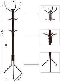 img 1 attached to 🧥 Вешалка из металла SONGMICS с 12 крючками - дерево для одежды, шапок и сумок коричневого цвета - URCR18Z