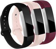 oenfoto bands compatible with fitbit alta/alta hr/ace - adjustable soft silicone 🌈 replacement wristband accessory for women, men - large size black, sand pink, wine red logo