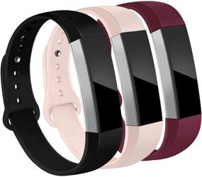 img 3 attached to OenFoto Bands Compatible with Fitbit Alta/Alta HR/Ace - Adjustable Soft Silicone 🌈 Replacement Wristband Accessory for Women, Men - Large Size Black, Sand Pink, Wine Red