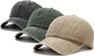 🧢 stylish unisex 3 pack vintage distressed baseball caps: adjustable low profile cotton dad hat for women and men logo