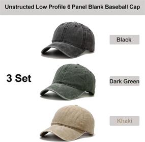 img 3 attached to 🧢 Stylish Unisex 3 Pack Vintage Distressed Baseball Caps: Adjustable Low Profile Cotton Dad Hat for Women and Men