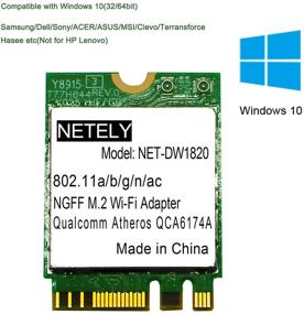 img 2 attached to 🔌 Беспроводной модуль NETELY с Bluetooth 4.1 - Двухдиапазонный Wi-Fi 802.11 AC 2,4 ГГц/5 ГГц - 300 Мбит/сек/867 Мбит/сек - Непосредственная замена беспроводным моделям DELL DW1820/QCNFA344A/DW1810 - Внутренняя Wi-Fi карта M.2 A/E Key - M.2 адаптер Wi-Fi (NET-DW1820)