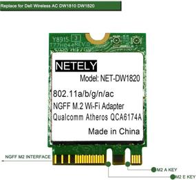 img 3 attached to 🔌 Беспроводной модуль NETELY с Bluetooth 4.1 - Двухдиапазонный Wi-Fi 802.11 AC 2,4 ГГц/5 ГГц - 300 Мбит/сек/867 Мбит/сек - Непосредственная замена беспроводным моделям DELL DW1820/QCNFA344A/DW1810 - Внутренняя Wi-Fi карта M.2 A/E Key - M.2 адаптер Wi-Fi (NET-DW1820)