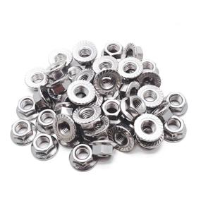 img 4 attached to 🔩 S Sydien M10 x 1.5mm 304 Stainless Steel Flange Nuts Serrated Hex Bright Finish Lock Nut - Pack of 50