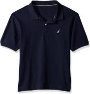 👕 nautica boys' stretch polo: stylish solid short sleeve for comfortable trendy look logo