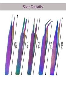 img 3 attached to 🌈 BELLARMOR Rainbow Stainless Steel Tweezers Kit: Precision Set for Eyelash Extension, Facial Hair, Eyebrows, Nail Art - 5 PCS