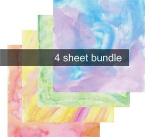 img 4 attached to 🎨 Vibrant Watercolor Vinyl Sheets: Purple Blue Green Yellow Patterns - Adhesive, 4-12"x12" Pack