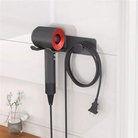 img 3 attached to 🏻 FLE Hair Dryer Holder Wall Mounted: Stylish Stainless Steel Rack for Dyson Supersonic Hair Dryer - Black