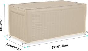 img 3 attached to Protective Khaki AlaSou Deck Box Cover: Straps & Handles Included - Fits Most Deck Boxes, 62in