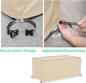 img 1 attached to Protective Khaki AlaSou Deck Box Cover: Straps & Handles Included - Fits Most Deck Boxes, 62in