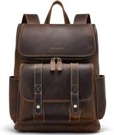 bostanten leather backpack for men - 15.6 inch laptop bag with vintage design - ideal for travel, office, school - large capacity shoulder bag logo