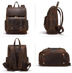 img 2 attached to BOSTANTEN Leather Backpack for Men - 15.6 inch Laptop Bag with Vintage Design - Ideal for Travel, Office, School - Large Capacity Shoulder Bag