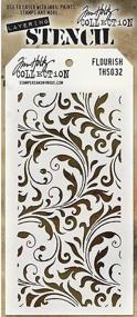 img 1 attached to 🎨 Stampers Anonymous Tim Holtz Layered Flourish Stencil: High-Quality 4.125 x 8.5 White Design Tool