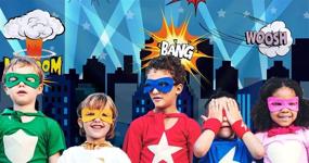 img 1 attached to 🌆 Glittery Garden Superhero Cityscape Photography Backdrop and Studio Props DIY Kit: Perfect Super Hero City Photo Booth Background for Birthday Parties and Events