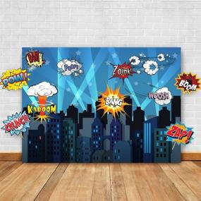 img 2 attached to 🌆 Glittery Garden Superhero Cityscape Photography Backdrop and Studio Props DIY Kit: Perfect Super Hero City Photo Booth Background for Birthday Parties and Events