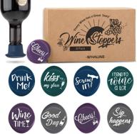 whaline 8 pack silicone wine bottle stoppers & gift box - funny reusable caps with unique sayings for wine & beer bottles logo