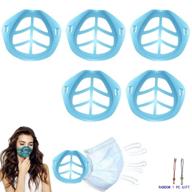 🌿 enhanced 3d face bracket inner support frame with lipstick protection - increase breathing space and comfort - makeup protection holder for adults 5pcs leaf blue logo