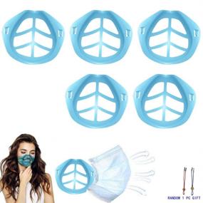 img 4 attached to 🌿 Enhanced 3D Face Bracket Inner Support Frame with Lipstick Protection - Increase Breathing Space and Comfort - Makeup Protection Holder for Adults 5PCS Leaf Blue