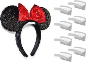 img 4 attached to 🎉 Efficient Wall-Mounted Disney Ear Holder Hooks (8-Pack) - Minimalist Design for JP Adhesive, No Drilling Required - Patent Pending Headband Organizer