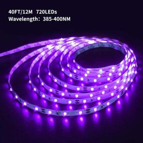 img 3 attached to 🎉 40ft/12m Flexible UV Black Light Strip - Ontesik LED Kit, 720lamp Beads, 12V Indoor Dance, Bedroom Decoration, Stage, Birthday, Wedding, Dark Party - Non-Waterproof