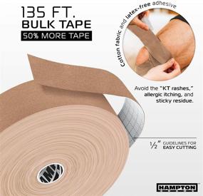 img 1 attached to 🏋️ 135 Feet Bulk Kinesiology Tape Waterproof Roll - Premium Therapeutic Support for Various Body Areas - Original Uncut Elastic & Hypoallergenic Cotton - Beige