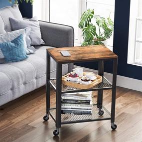 img 2 attached to 🛒 VASAGLE BRYCE 3-Tier Kitchen Serving Cart on Wheels with Storage, for Living Room, Accent Furniture - Steel Frame, Industrial Style, Rustic Brown and Black ULRC78X