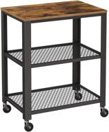 🛒 vasagle bryce 3-tier kitchen serving cart on wheels with storage, for living room, accent furniture - steel frame, industrial style, rustic brown and black ulrc78x logo