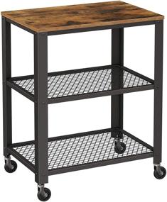 img 4 attached to 🛒 VASAGLE BRYCE 3-Tier Kitchen Serving Cart on Wheels with Storage, for Living Room, Accent Furniture - Steel Frame, Industrial Style, Rustic Brown and Black ULRC78X