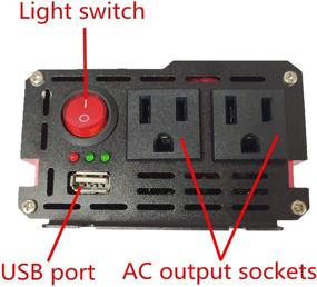 img 3 attached to KAIDS Преобразователь напряжения 800 Вт для автомобиля с USB-портами, выключателем и LED-экраном