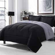 🛏️ shatex king size comforter set: ultra soft hypoallergenic bedding with 3 pieces - black/grey design and 2 pillow shams logo