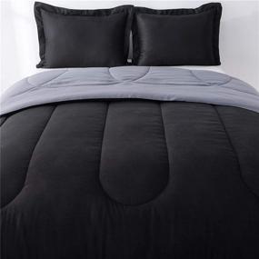 img 1 attached to 🛏️ Shatex King Size Comforter Set: Ultra Soft Hypoallergenic Bedding with 3 Pieces - Black/Grey Design and 2 Pillow Shams