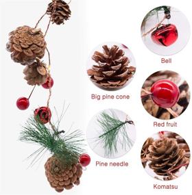 img 3 attached to 🎄 Sparkling Christmas Garland - 6.6ft 20 LEDs with Red Berry, Bells, and Pine Cone - Festive Battery Operated Copper String Warm Lights for Indoor/Outdoor Holiday Xmas Tree Mantle Party Decor