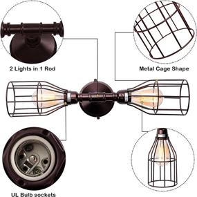 img 1 attached to 🚽 Ретро индустриальный 2-лихтовый бра для ванной комнаты: Винтажная настенная светильник Airposta с металлическим каркасом и лампами эдисона в черном ржавом бронзовом стиле - Идеально подходит для зеркала ванной комнаты и туалетного столика.