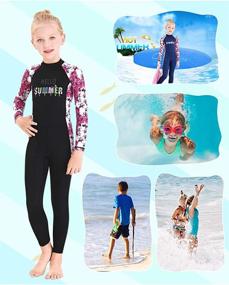 img 3 attached to Swimsuit Children Swimwear Protection Flower Black