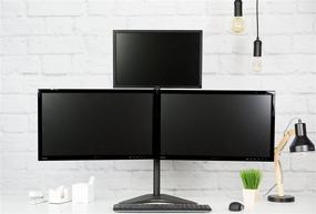 img 1 attached to 🖥️ Enhance Productivity and Comfort with VIVO Triple LCD LED Computer Monitor Desk Stand: Free Standing, Fully Adjustable Mount for 3 Screens up to 30 inches STAND-V003E
