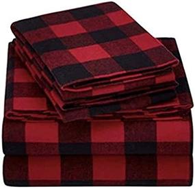 img 3 attached to 🔴 Full Size Red Plaid Mainstays Flannel Sheet Set
