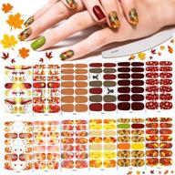 autumn style nail sticker set - 12 sheets (168 pieces), thanksgiving full wrap maple leaf nail decals with self-adhesive nail polish strips, nail file included for fall nail art manicure logo