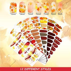 img 1 attached to Autumn Style Nail Sticker Set - 12 Sheets (168 Pieces), Thanksgiving Full Wrap Maple Leaf Nail Decals with Self-Adhesive Nail Polish Strips, Nail File Included for Fall Nail Art Manicure