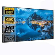 120 inch 16:9 4k hd projector screen - foldable wrinkle-free polyester double sided projection, high contrast anti-crease portable movie screen for outdoor/indoor use, movies, meetings, games logo