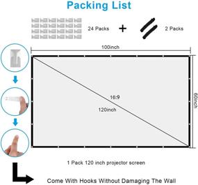 img 3 attached to 120 Inch 16:9 4K HD Projector Screen - Foldable Wrinkle-Free Polyester Double Sided Projection, High Contrast Anti-Crease Portable Movie Screen for Outdoor/Indoor Use, Movies, Meetings, Games