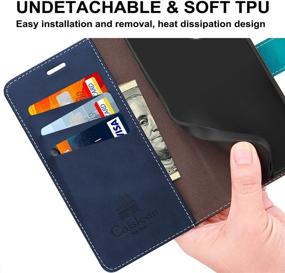 img 1 attached to 💼 Caislean Galaxy A42 5G Wallet Case | RFID Blocking, Card Holders, Shockproof Interior | Premium PU Leather Folio Kickstand | Magnetic Flip Folding Cover for Samsung Galaxy A42 5G (Blue)