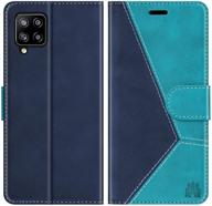 💼 caislean galaxy a42 5g wallet case | rfid blocking, card holders, shockproof interior | premium pu leather folio kickstand | magnetic flip folding cover for samsung galaxy a42 5g (blue) logo