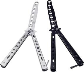 img 4 attached to 🦋 IETFULL Butterfly Knife Set for Flipping Tricks Training - Practice Comb with Unsharpened Blades (2Pcs)