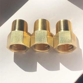 img 2 attached to 🔌 NPT 1/2" Male to G1/2" Female Brass Pipe Fitting Reducer Thread Adapter - Pack of 3