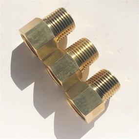 img 3 attached to 🔌 NPT 1/2" Male to G1/2" Female Brass Pipe Fitting Reducer Thread Adapter - Pack of 3